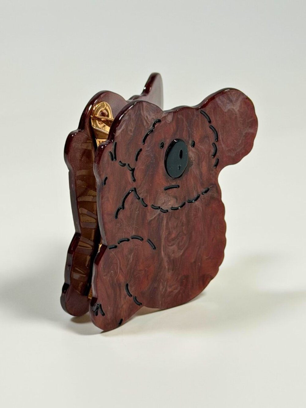 Cute Koala Bear Hair Claw Clip Brown Marbled Cellulose Acetate Hair Accessory